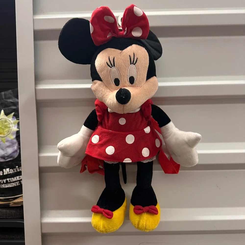Minnie‎ Mouse Plush Backpack Disney Polka Dot Dress Small Kids Toddler